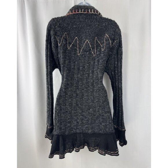 Forla Paris Wool Blend Cardigan Sweater Black Womens M - Picture 3 of 8